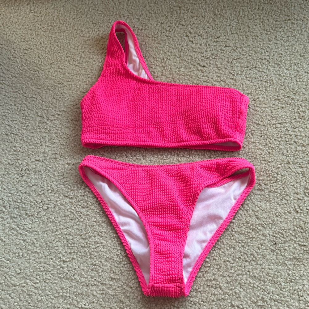 Pink one shoulder bikini